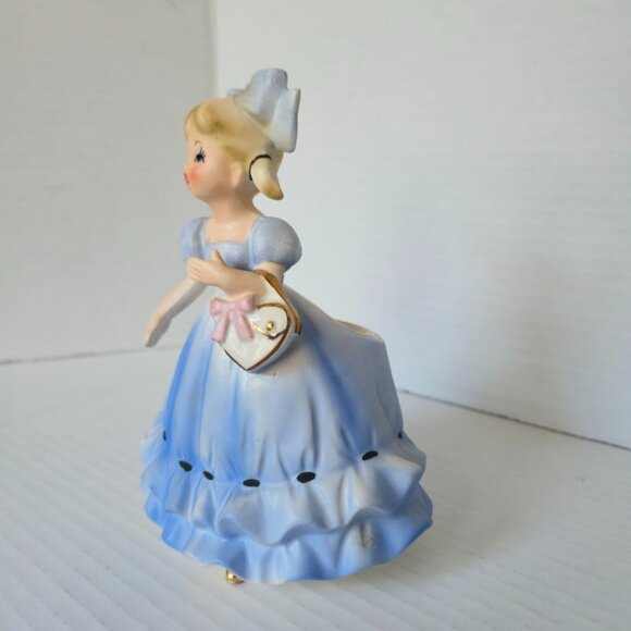 1950s Napco/Lefton Cute Girl Dress & Bow Ceramic Figurine/Planter Vintage- Japan - Picture 3 of 7